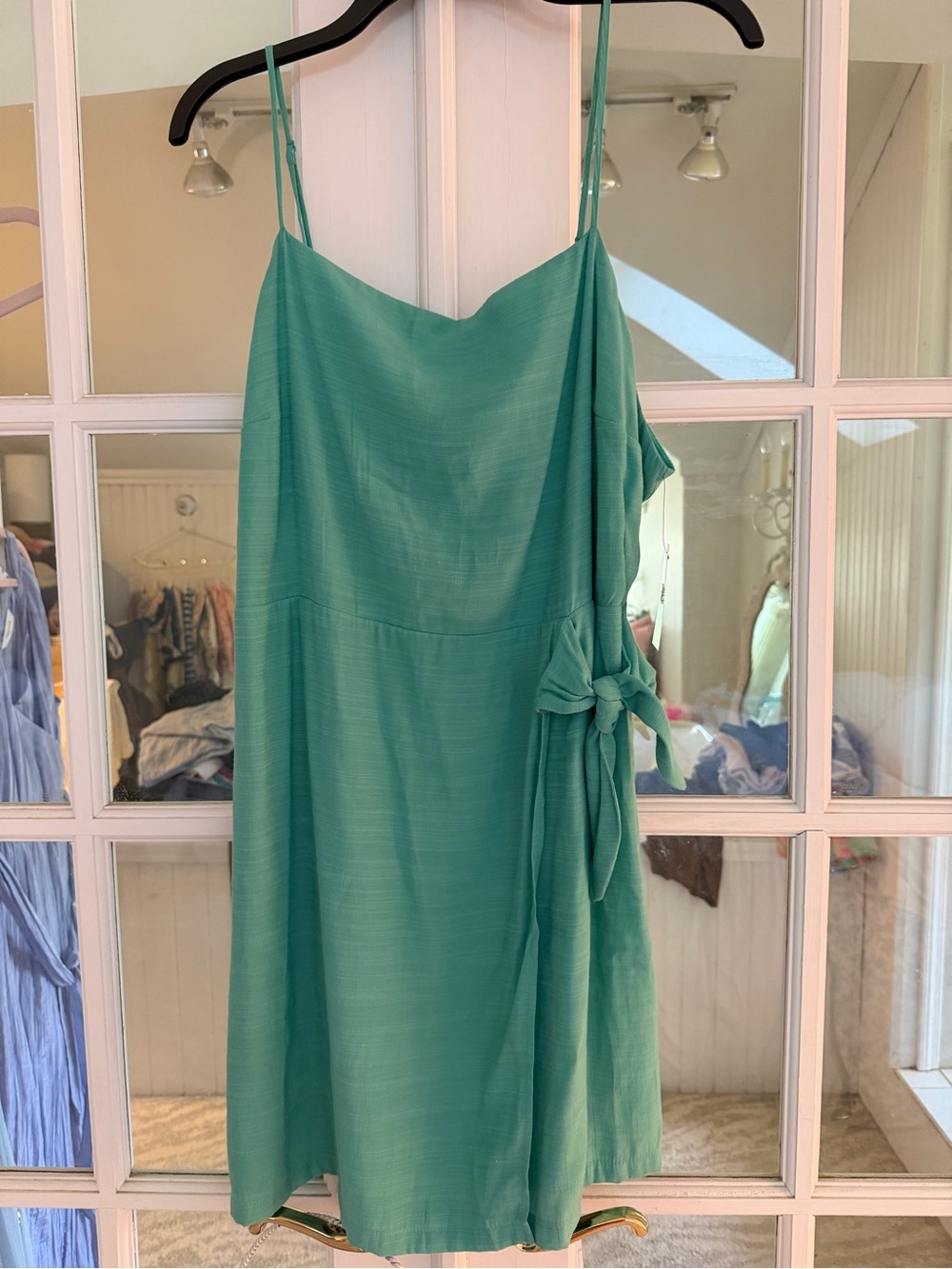 Nine West Teal Tie-Waist Midi Slip Dress NWT